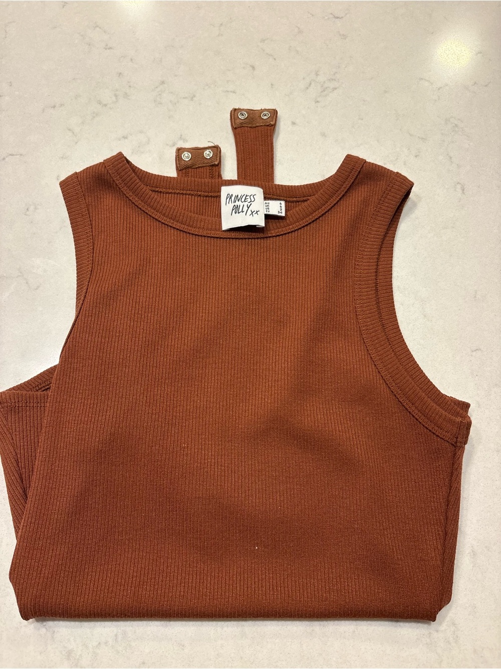 Princess Polly Rust Ribbed Tank Top & Shaw - Picture 3 of 4